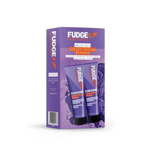 Fudge Original Clean Blonde Violet Toning Shampoo 250ml Duo Pack
