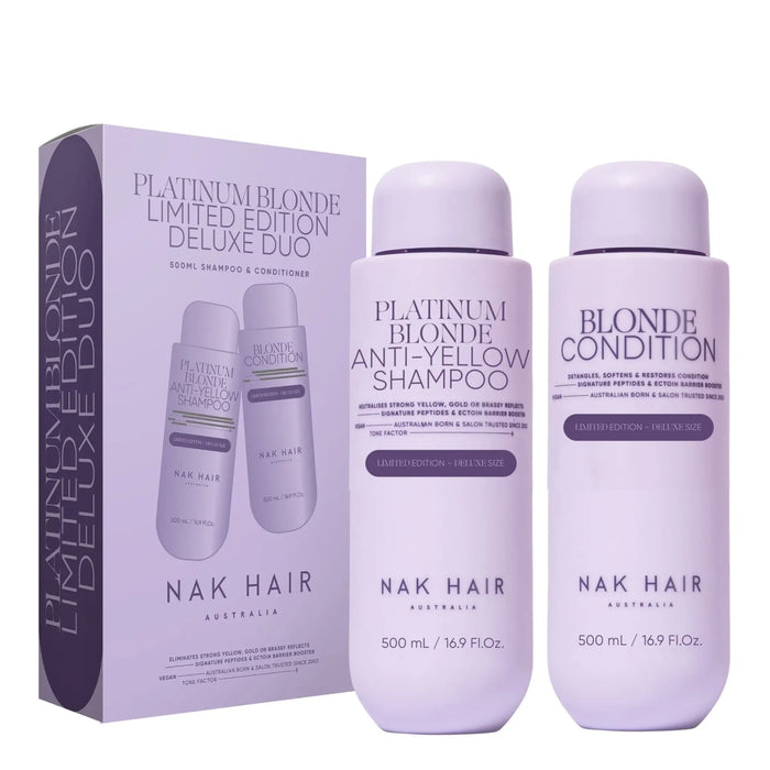 Nak Platinum Blonde Anti-Yellow Shampoo and Conditioner 500ml Duo Pack