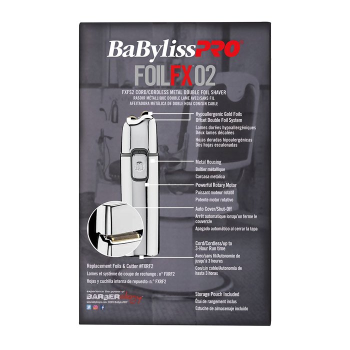 BaBylissPRO FoilFX02 Silver Double Foil Shaver  - Cordless/Corded