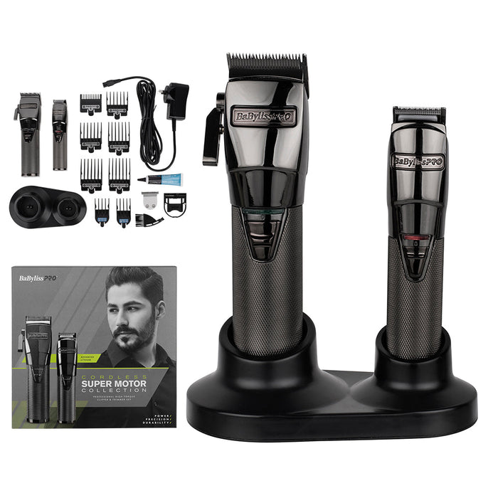 BaBylissPRO Graphite Clipper and Trimmer Set  - Cordless/Corded