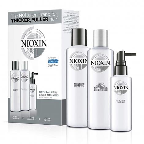Nioxin System 1 Trial Kit for Natural Hair with Light Thinning, 350ml