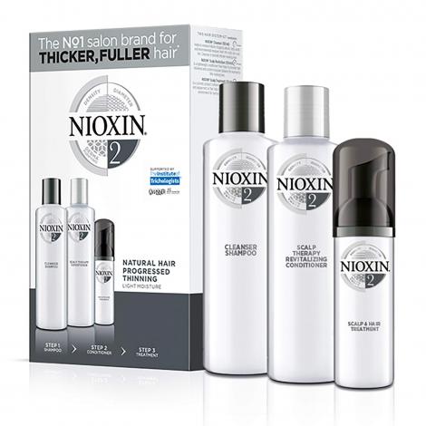 Nioxin System 2 Trial Kit for Natural Hair with Progressed Thinning, 150ml+150ml+40ml