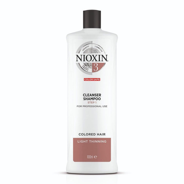 Nioxin System 3 Cleanser Shampoo for Coloured Hair with Light Thinning, 1L