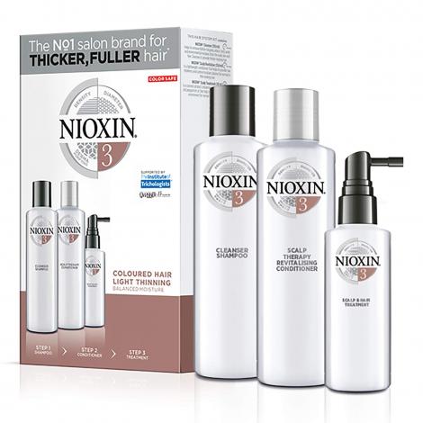 Nioxin System 3 Trial Kit for Coloured Hair with Light Thinning, 150ml+150ml+50ml