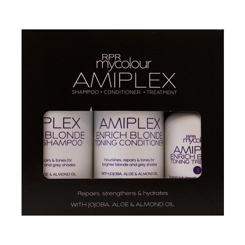 Amiplex Enrich Blonde Toning Shampoo, Conditioner, and Treatment Kit