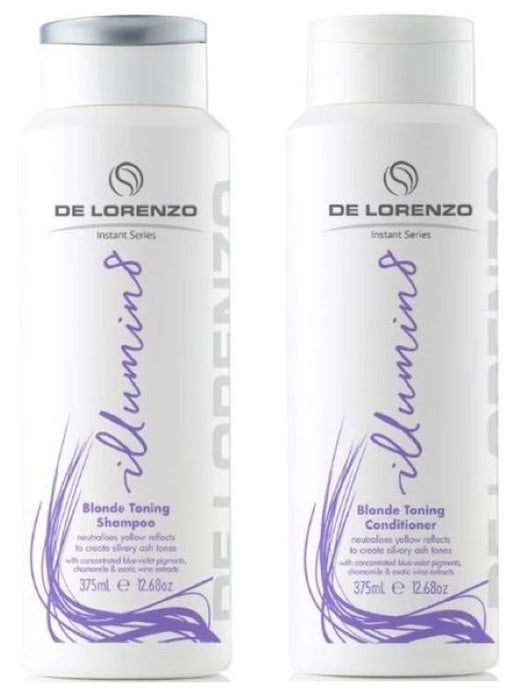 De Lorenzo Instant Illumin8 Blonde Toning Shampoo and Conditioner 375ml Duo Pack